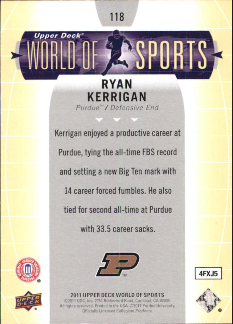 2011 Upper Deck World of Sports #118 Ryan Kerrigan back image