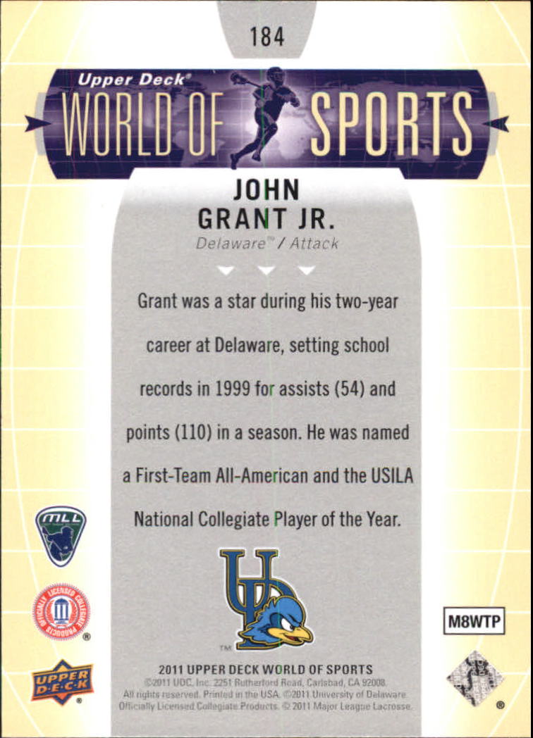 2011 Upper Deck World of Sports #184 John Grant Jr. back image