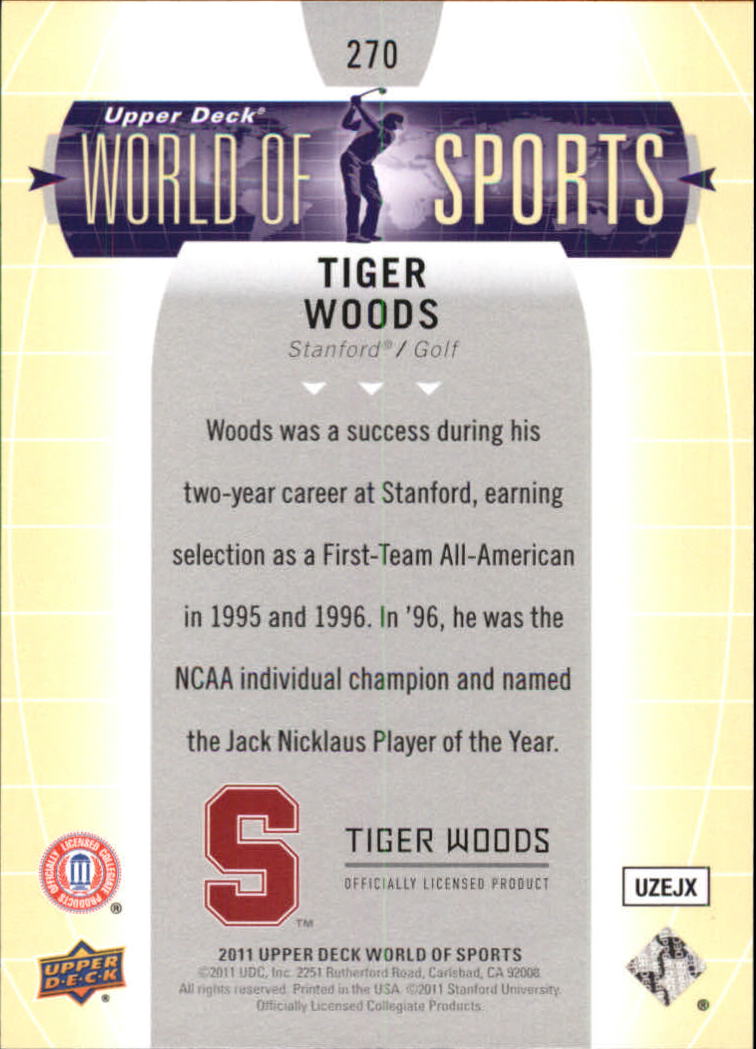 2011 Upper Deck World of Sports #270 Tiger Woods back image