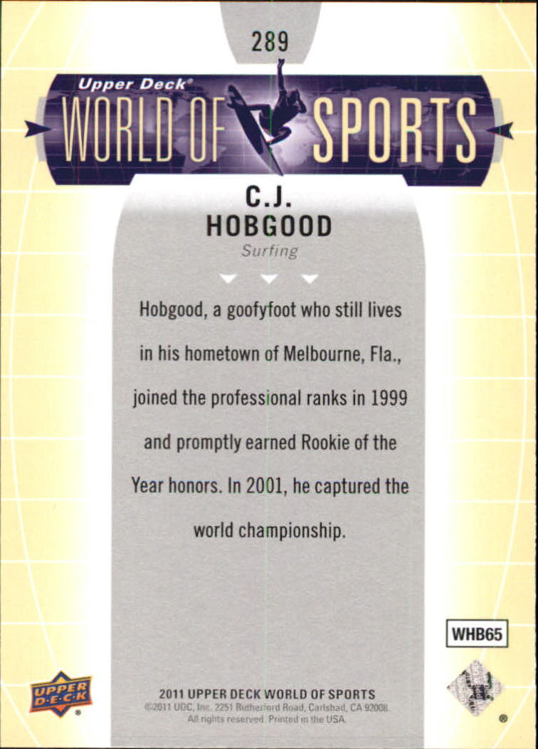2011 Upper Deck World of Sports #289 C.J. Hobgood back image