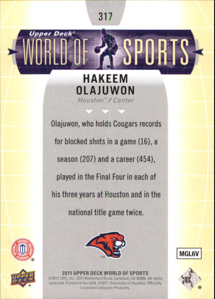 2011 Upper Deck World of Sports #317 Hakeem Olajuwon SP back image