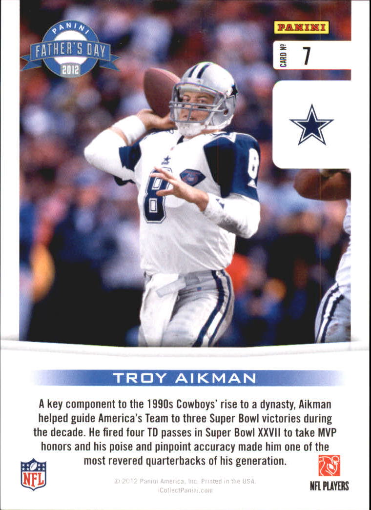 2012 Panini Father's Day Legends #7 Troy Aikman back image