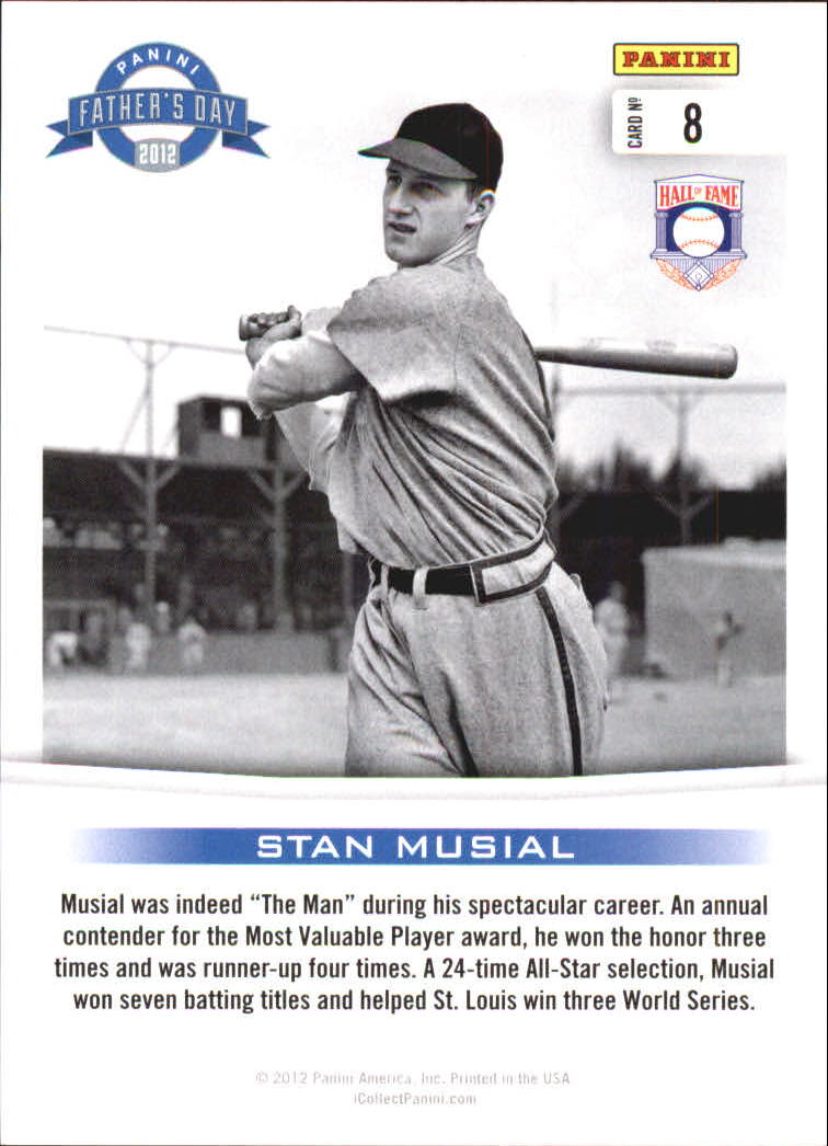 2012 Panini Father's Day Legends #8 Stan Musial back image