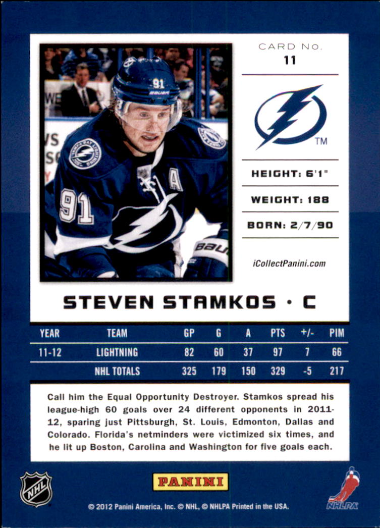 2012 Panini National Convention #11 Steven Stamkos back image