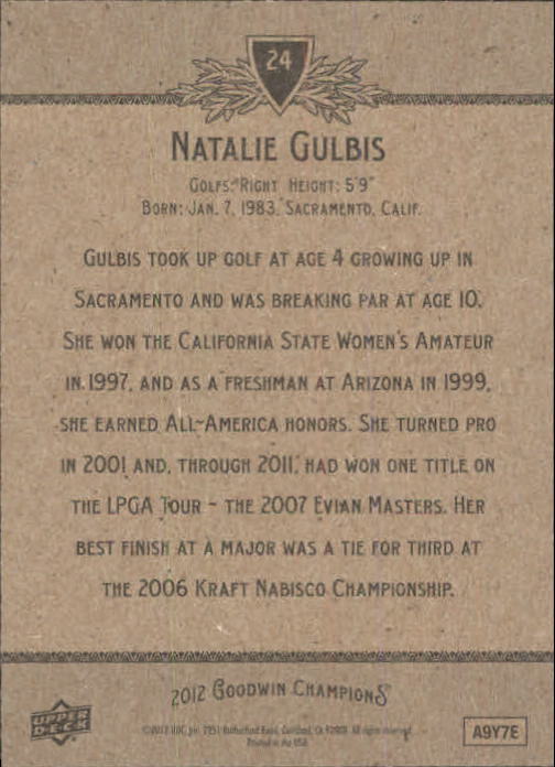 2012 Upper Deck Goodwin Champions #24 Natalie Gulbis back image