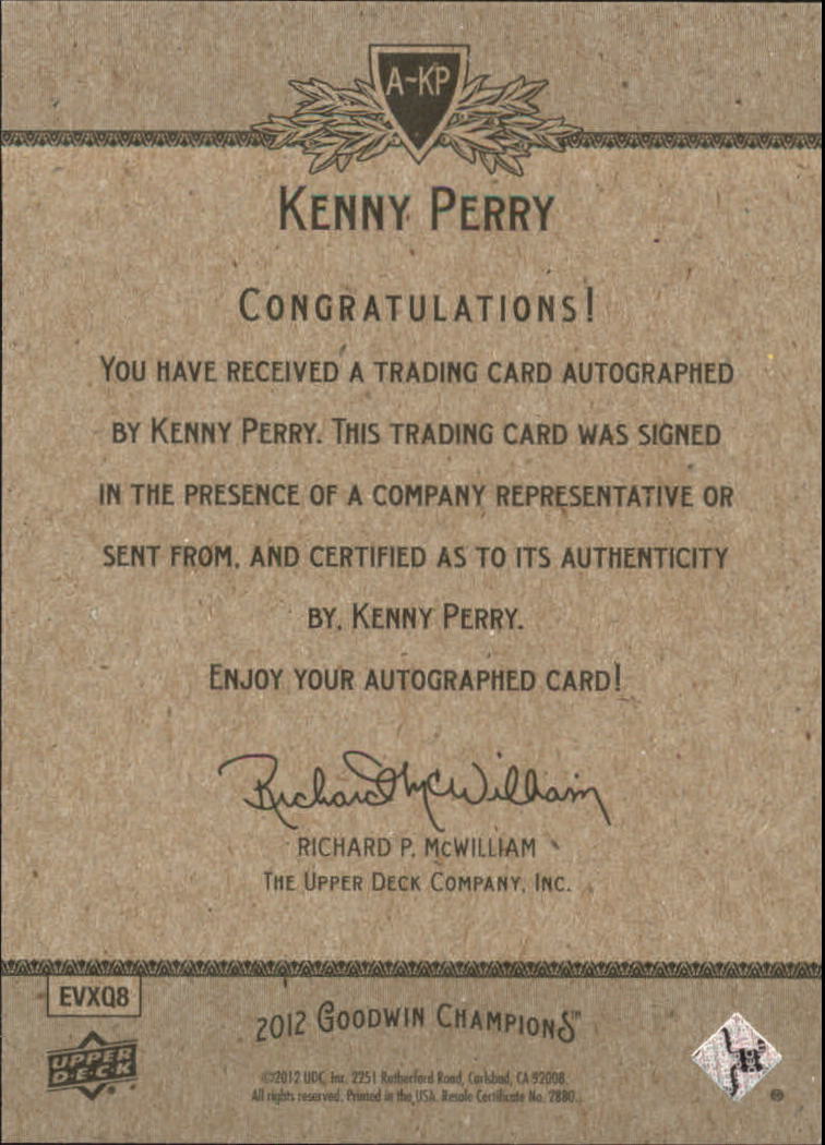 2012 Upper Deck Goodwin Champions Autographs #AKP Kenny Perry E back image