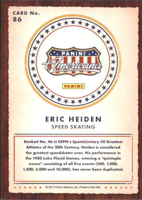 2012 Americana Heroes and Legends #86 Eric Heiden back image
