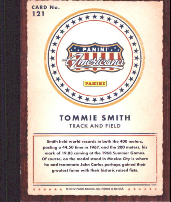2012 Americana Heroes and Legends #121 Tommie Smith back image