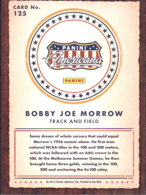 2012 Americana Heroes and Legends #125 Bobby Joe Morrow back image