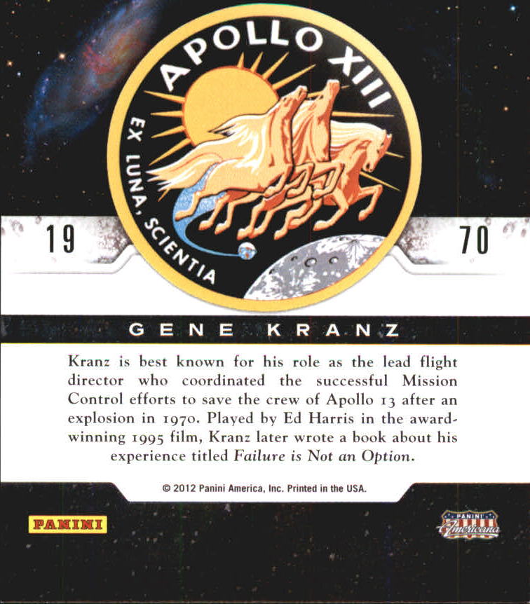 2012 Americana Heroes and Legends Astronauts #11 Gene Kranz back image
