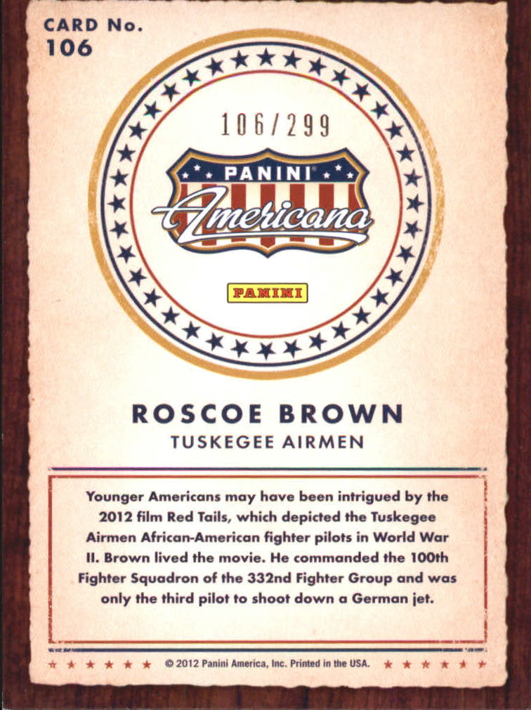 2012 Americana Heroes and Legends Color #106 Roscoe Brown back image