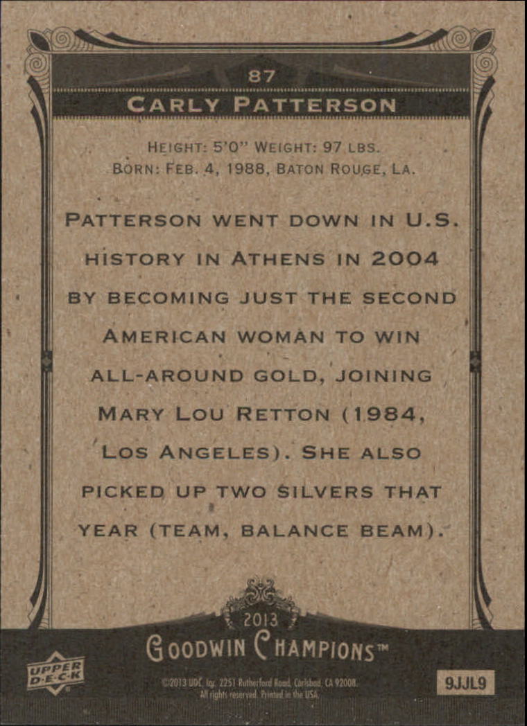 2013 Upper Deck Goodwin Champions #87 Carly Patterson back image