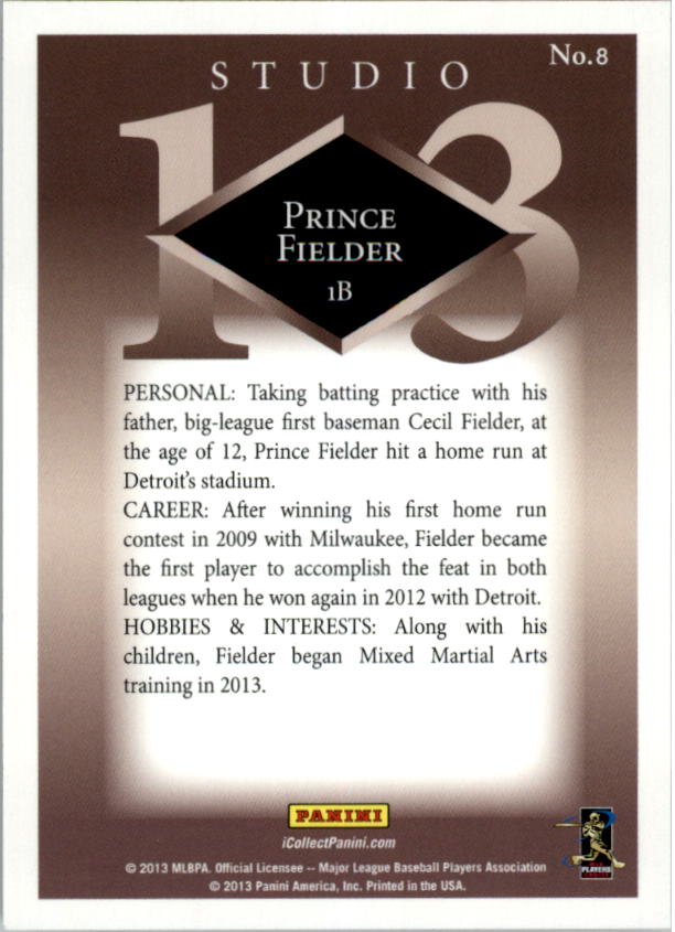 2013 Panini Father's Day Studio #8 Prince Fielder