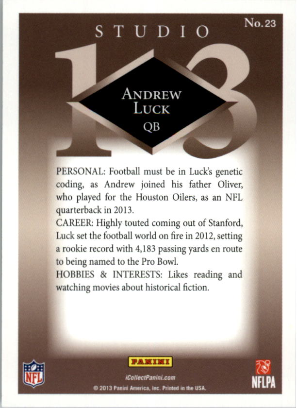 2013 Panini Father's Day Studio #23 Andrew Luck