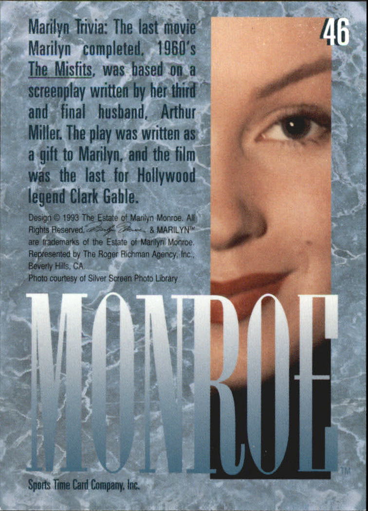 1993 Sports Time Marilyn Monroe #46 Last Movie Marilyn Completed back image