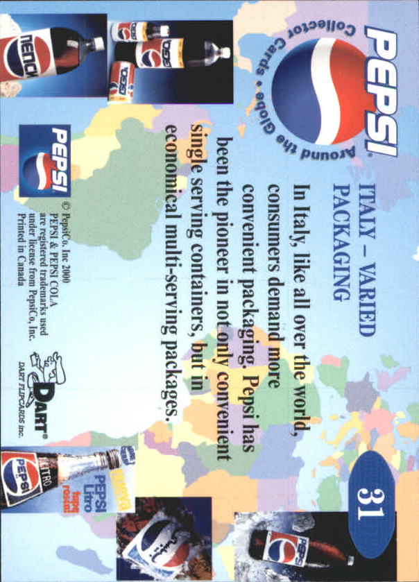 2000 Dart FlipCards Pepsi Around the Globe #31 Italy back image