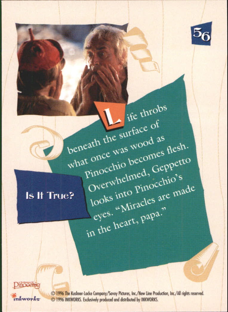 1996 Inkworks Adventures of Pinocchio #56 Is It True? back image