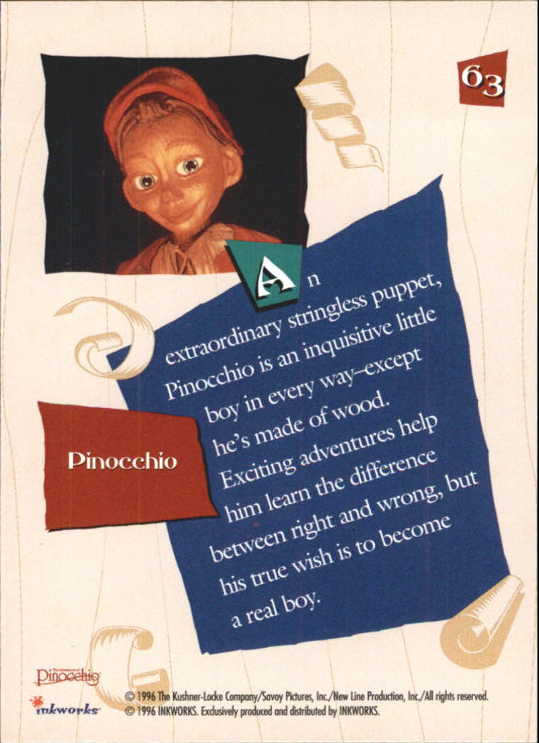 1996 Inkworks Adventures of Pinocchio #63 Pinocchio back image