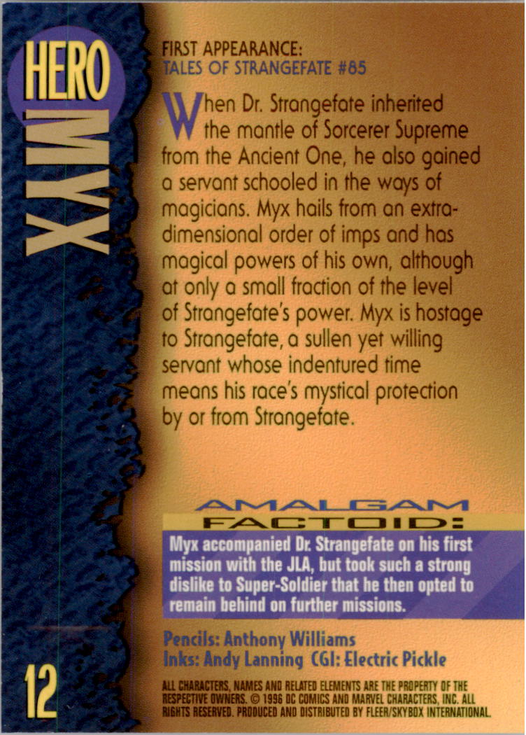 Amalgam (1996 Fleer Skybox) "Main Set" Cards #1 to #90