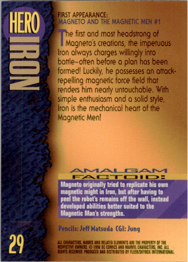 Amalgam (1996 Fleer Skybox) "Main Set" Cards #1 to #90