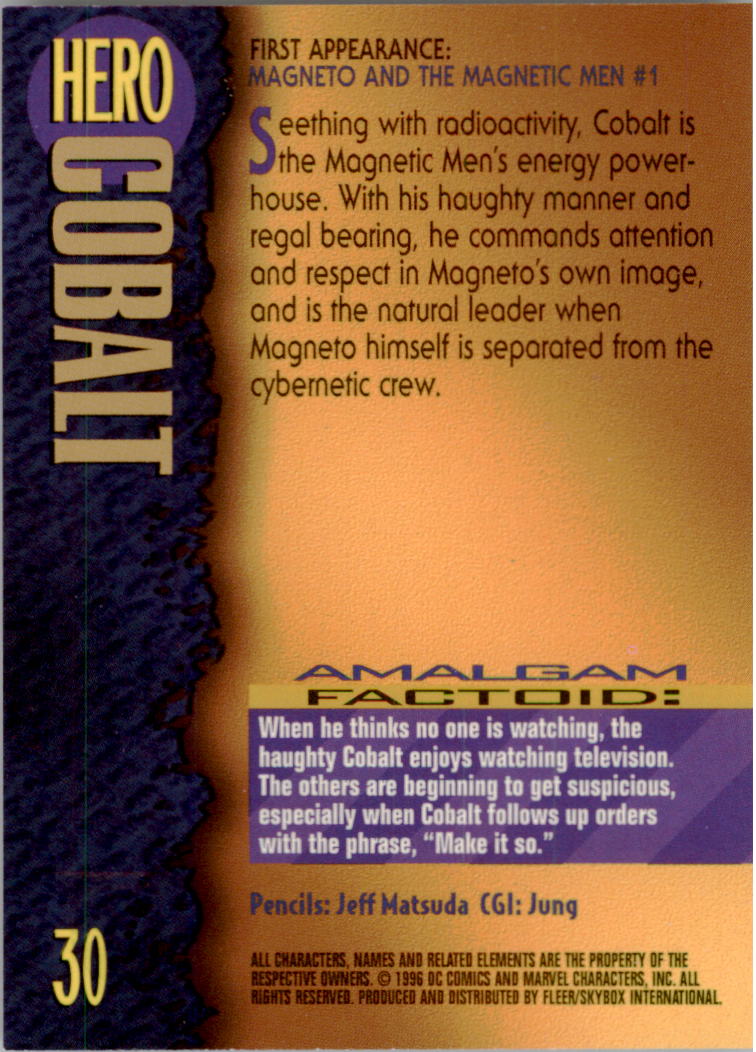 Amalgam (1996 Fleer Skybox) "Main Set" Cards #1 to #90