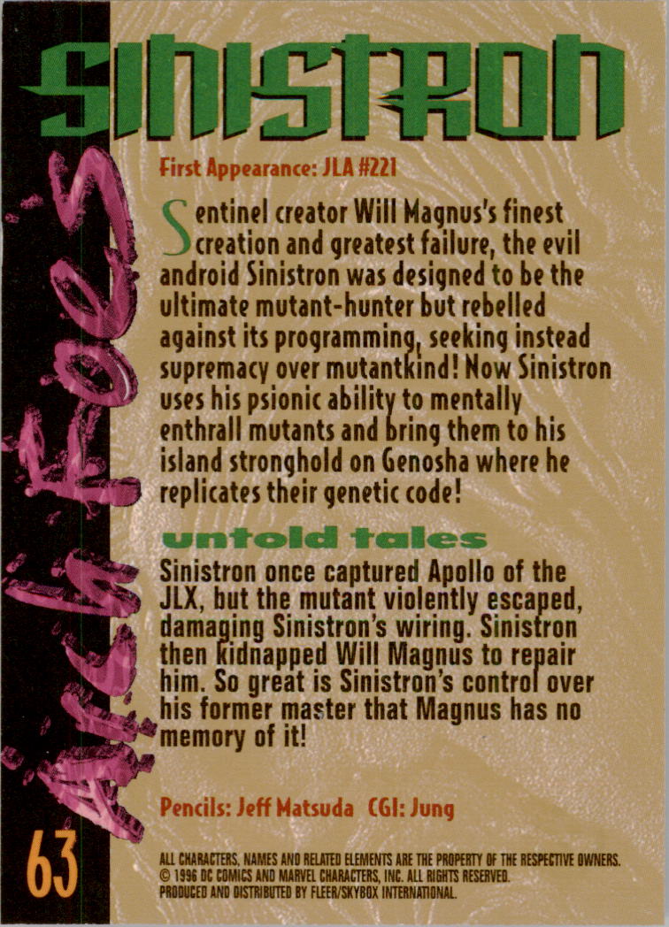 Amalgam (1996 Fleer Skybox) "Main Set" Cards #1 to #90