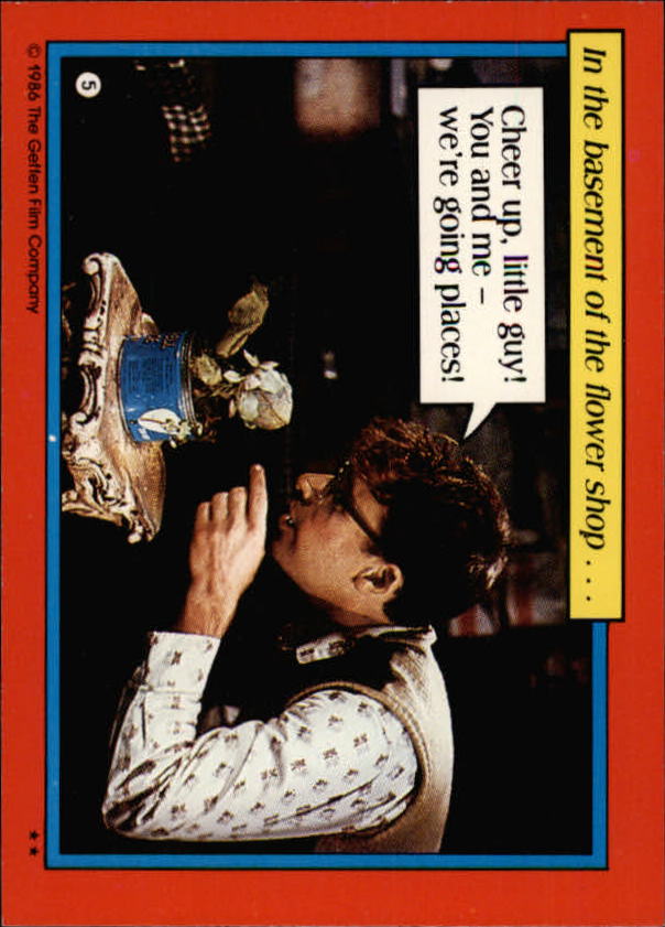 1986 Topps Little Shop of Horrors #5 In the basement of the flower back image