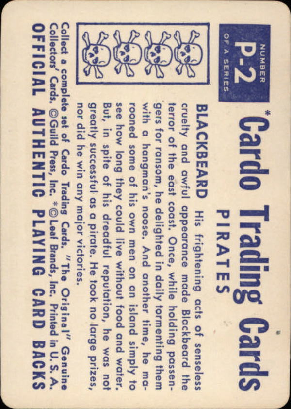 1958 Leaf Card-O Pirates #P2 Blackbeard Threatens His Prisoners back image