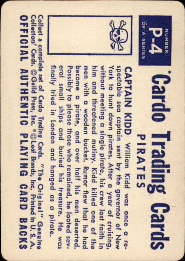 1958 Leaf Card-O Pirates #P4 Captain Kidd Stops a Mutiny back image