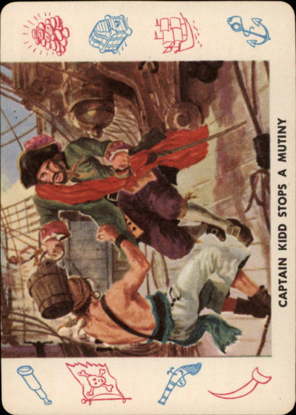 1958 Leaf Card-O Pirates #P4 Captain Kidd Stops a Mutiny