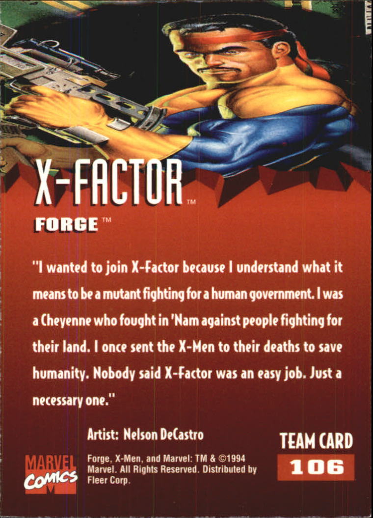 1995 Fleer Ultra X-Men #106 Forge back image