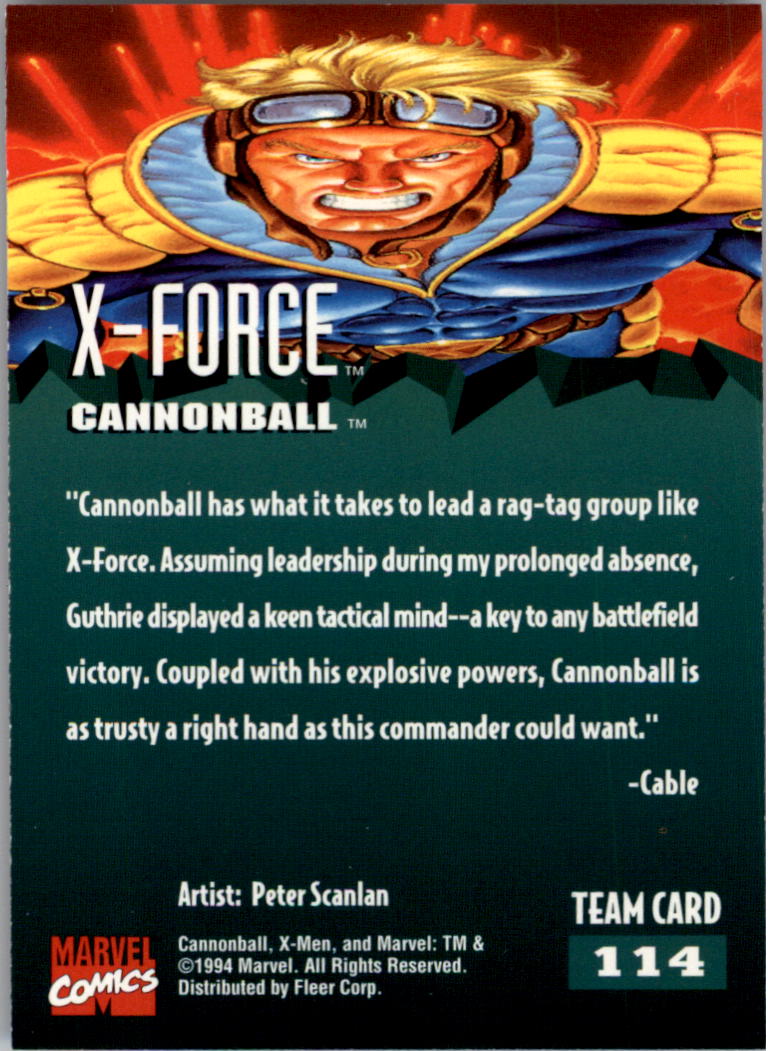 1995 Fleer Ultra X-Men #114 Cannonball back image