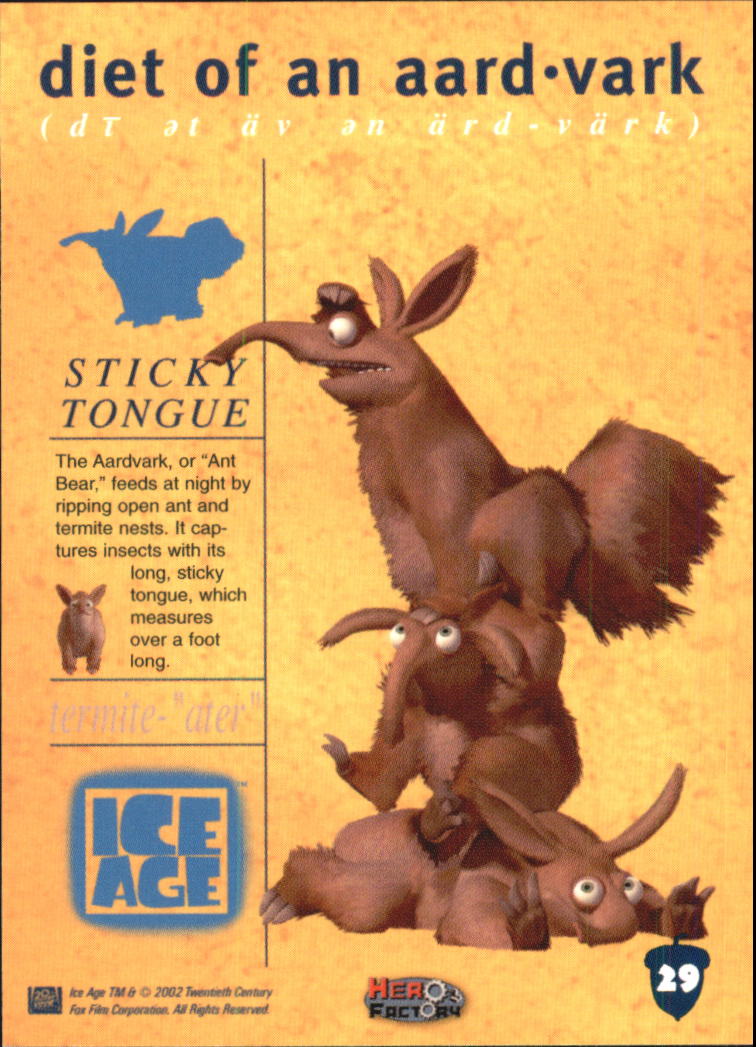 2002 Ice Age #29 diet of an aardvark - NM-MT - Jim & Steve's Sportscard ...