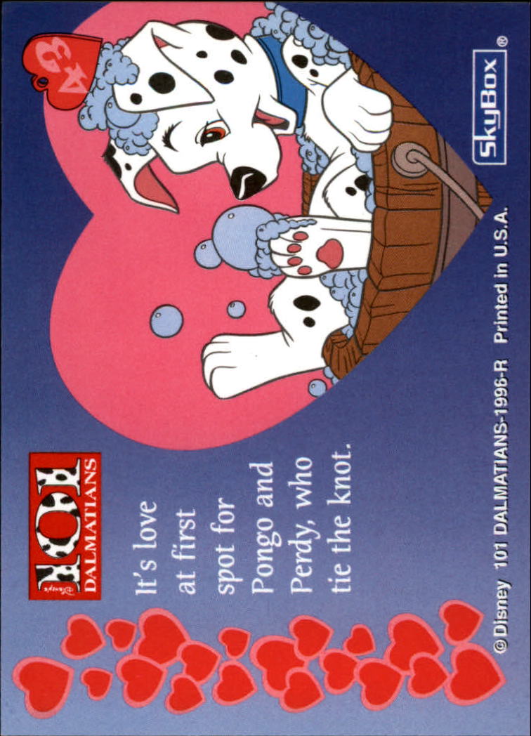 1996 SkyBox 101 Dalmatians #43 It's love at first spot for Pongo back image