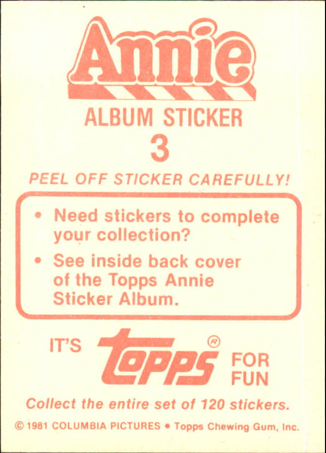 1981 Panini Annie Album Stickers #3 Sticker 3 back image