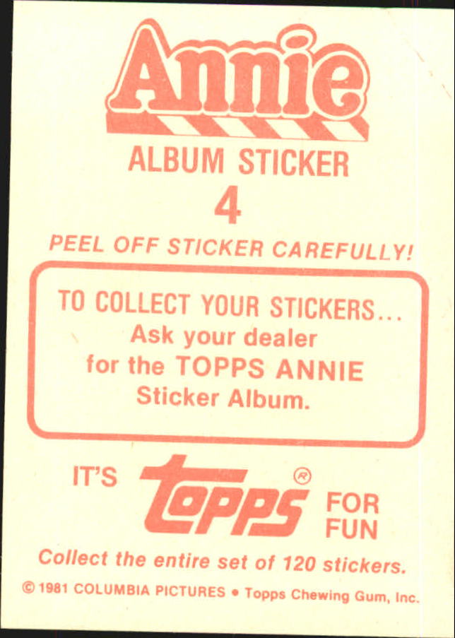 1981 Panini Annie Album Stickers #4 Sticker 4 back image