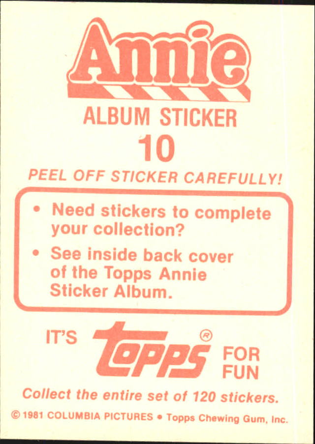 1981 Panini Annie Album Stickers #10 Sticker 10 back image