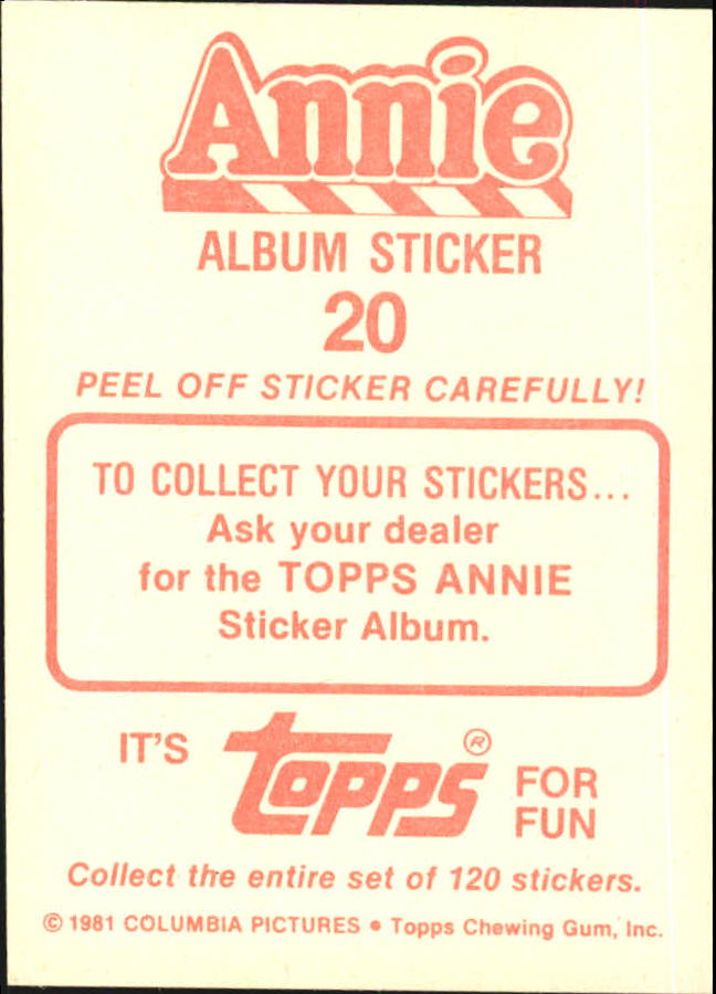 1981 Panini Annie Album Stickers #20 Sticker 20 back image