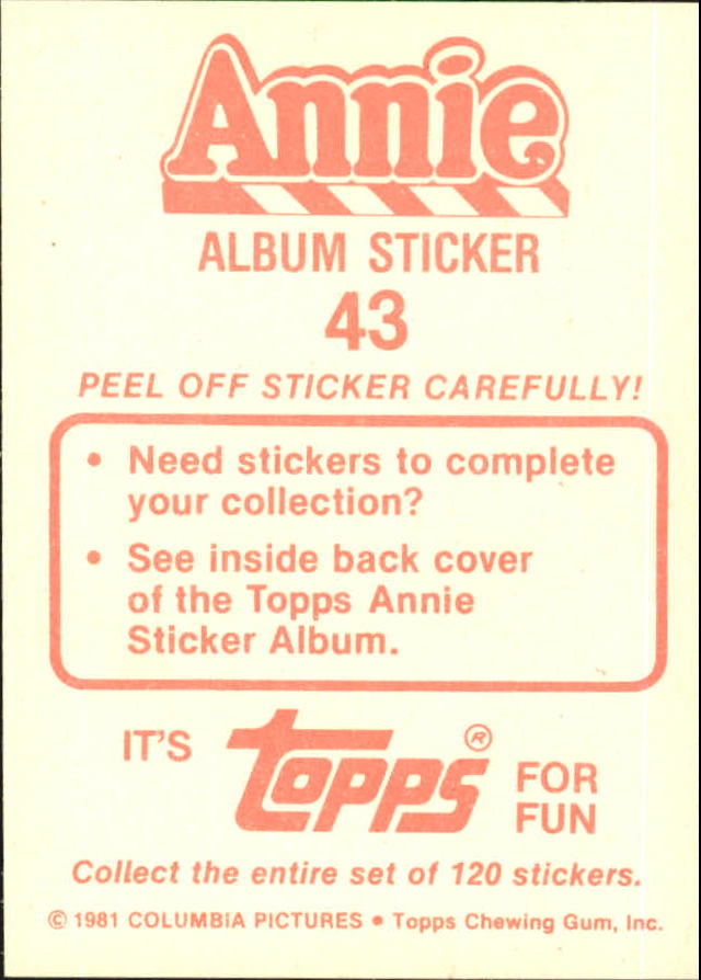 1981 Panini Annie Album Stickers #42 Sticker 42 back image