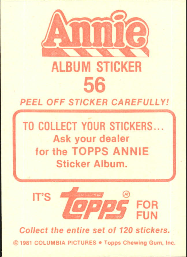 1981 Panini Annie Album Stickers #55 Sticker 55 back image