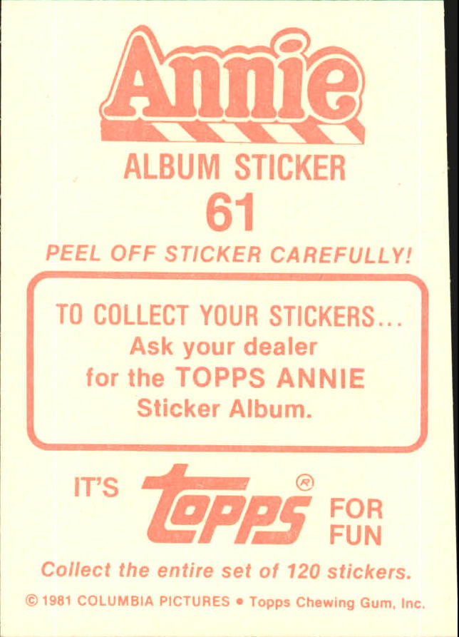 1981 Panini Annie Album Stickers #60 Sticker 60 back image