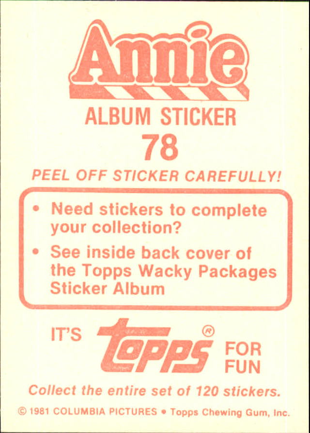 1981 Panini Annie Album Stickers #78 Sticker 78 back image