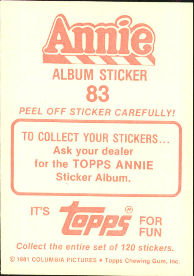 1981 Panini Annie Album Stickers #83 Sticker 83 back image