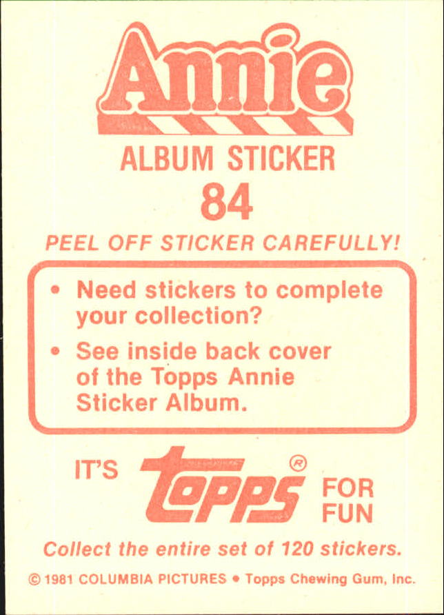 1981 Panini Annie Album Stickers #84 Sticker 84 back image