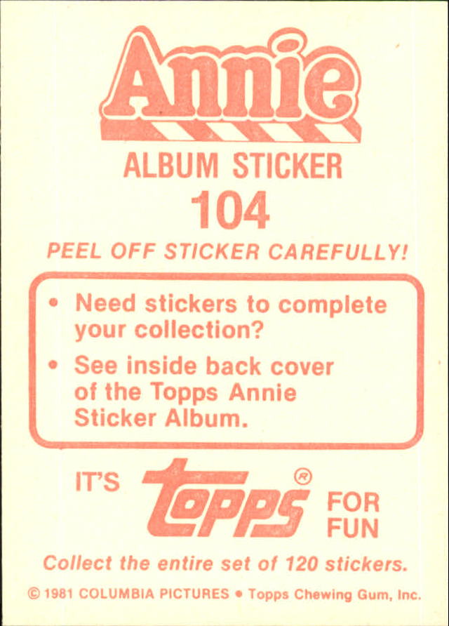 1981 Panini Annie Album Stickers #104 Sticker 104 back image