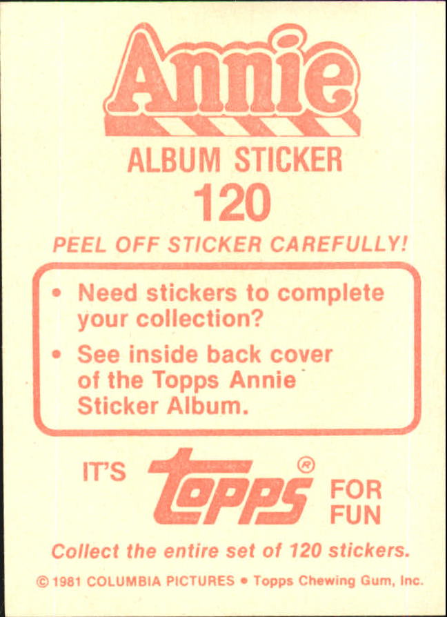 1981 Panini Annie Album Stickers #120 Sticker 120 back image