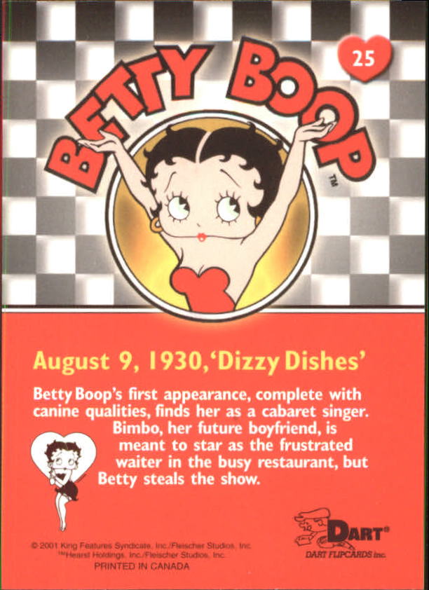 2001 Betty Boop #25 August 9, 1930, Dizzy Dishes - NM-MT