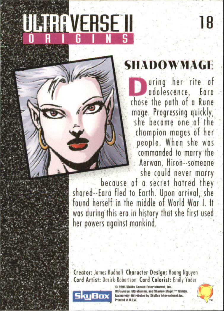 1994 SkyBox Ultraverse II #18 Shadowmage back image