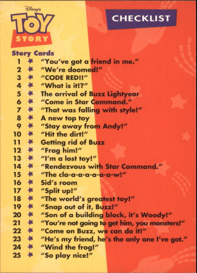 1995 SkyBox Toy Story #53 Checklist