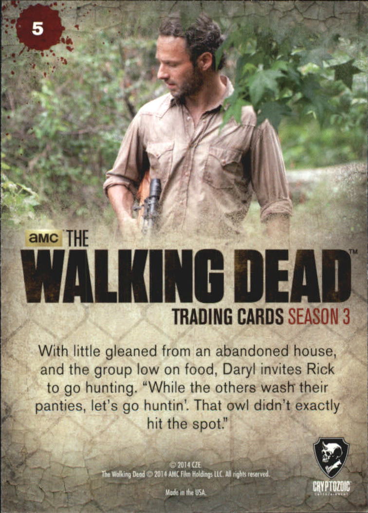 2014 Cryptozoic The Walking Dead Season Three Part 1 #5 Hunting back image